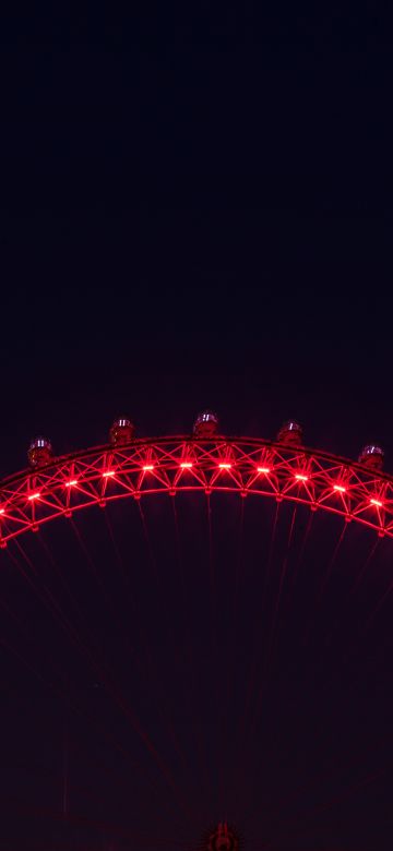 London Eye, Minimalist, Ferris wheel, Tourist attraction, Night, Illuminated, 5K, England