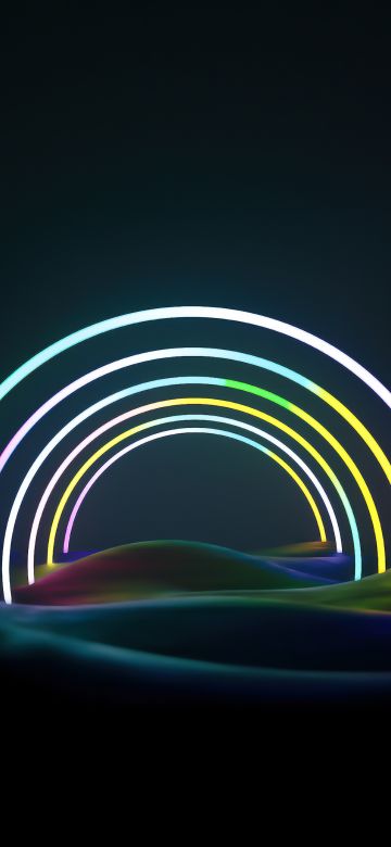 Neon art, Rainbow, Glowing, Dark aesthetic, 5K