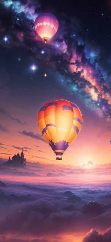 Hot air balloons, Aesthetic, Festival, Surreal, AI art, Colorful, 5K, Milky Way