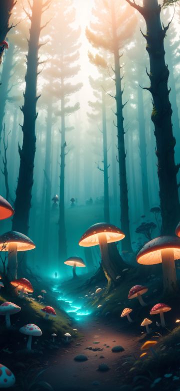 Mushroom forest, Mystic, Enchanted, Surreal, AI art