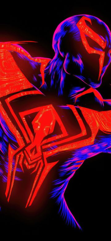 Spider-Man 2099, 8K, AMOLED, 5K, Black background, Glowing