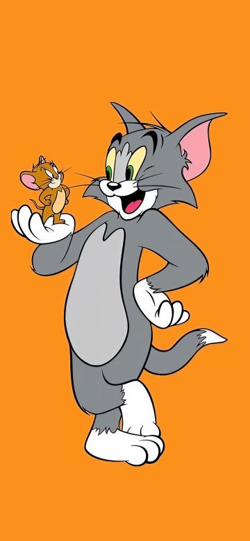 Tom & Jerry, Cartoon, 5K, White background, Yellow background, Tom and Jerry