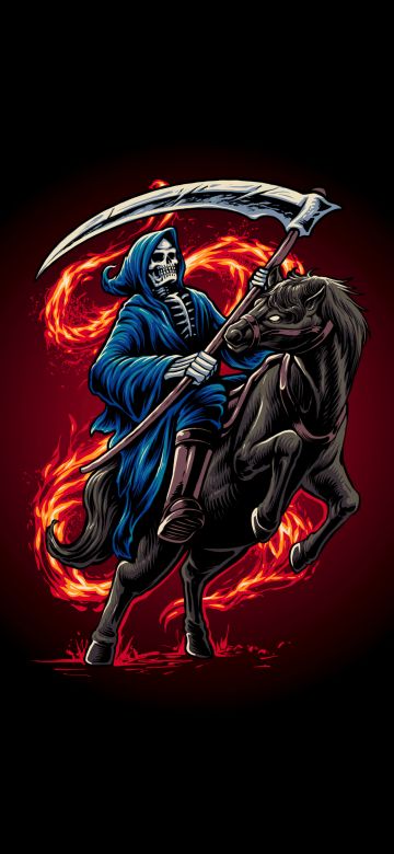 Grim Reaper, Horse, 5K, AMOLED, Black background