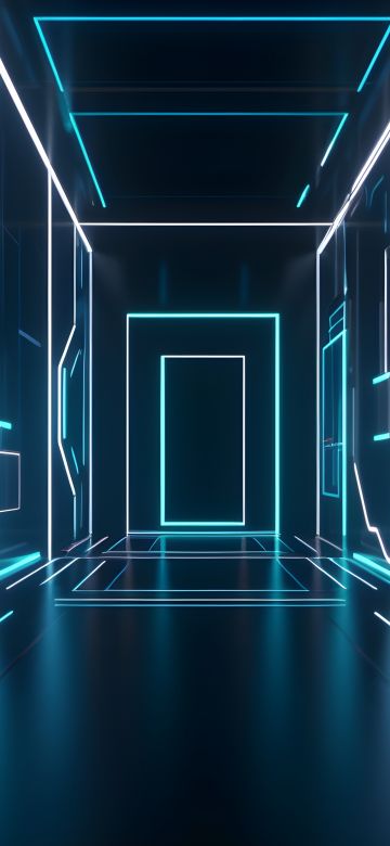 Neon, Wall, Modern lighting, Cyan, 5K