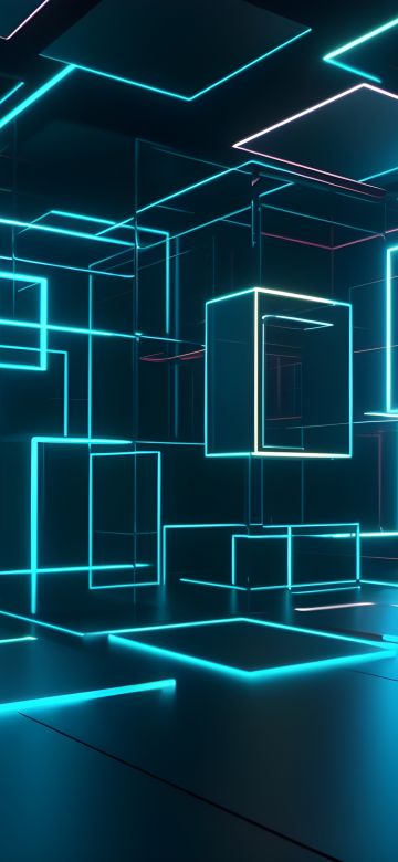 Modern lighting, Interior, Neon background, Geometric, 5K