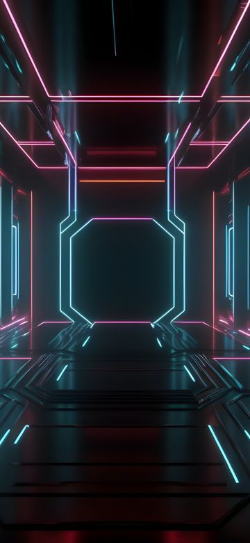 Futuristic, Modern lighting, Neon background, Interior, Dark, 5K