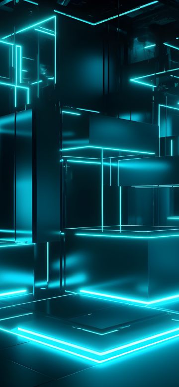 Neon Lights, Modern interior, 5K, Ethereal, Glowing, Dreamlike