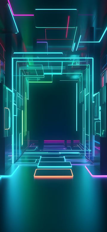 Modern interior, Neon Lights, 5K, Colorful lights