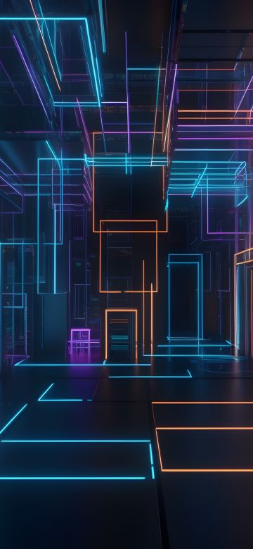 Neon background, Colorful, Digital Art, Glowing, Interior, 5K