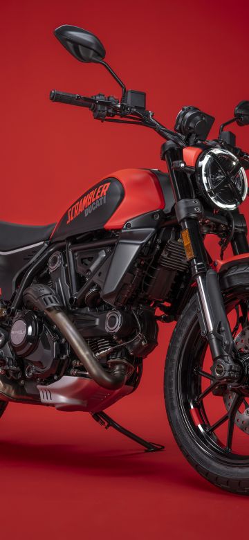 Ducati Scrambler Full Throttle, Red background, 2023