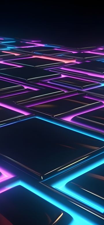 Neon, Floor, Maze, Glowing lights, Surreal, 5K