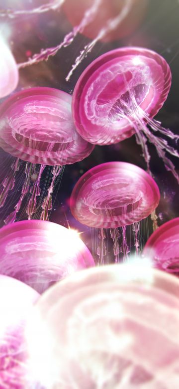 Jellyfishes, Pink aesthetic, Surreal, 5K