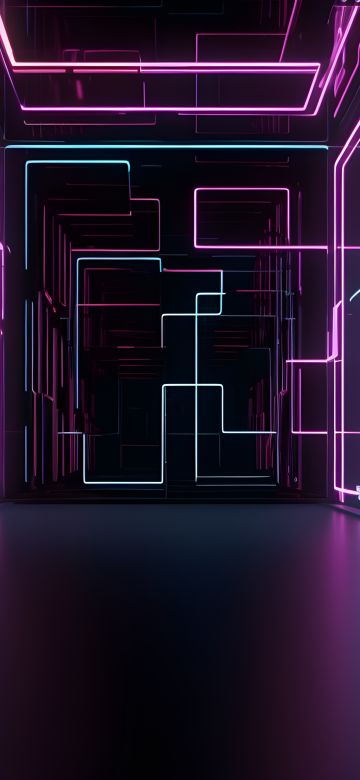 Modern lighting, Neon, Geometric, Interior, 5K