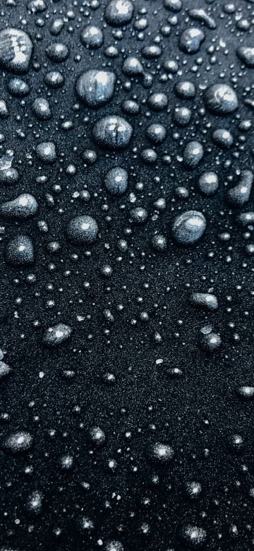 Droplets, Frozen, Tarmac, Rain drops, Monochrome, Bubbles, Black and White