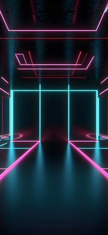 Neon Lights, Dark room, Futuristic, Cyberpunk, 5K