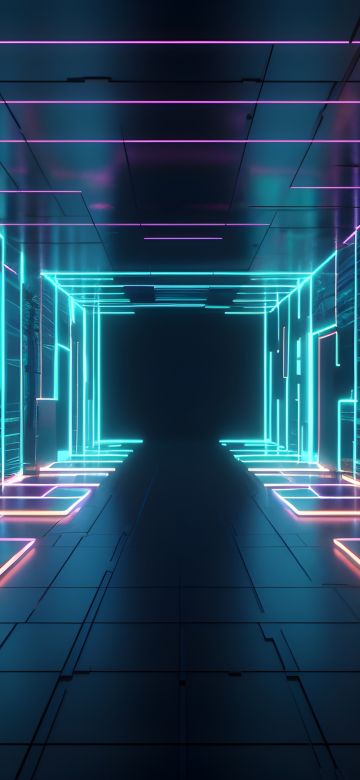 Dark room, Neon Lights, 5K, Glowing