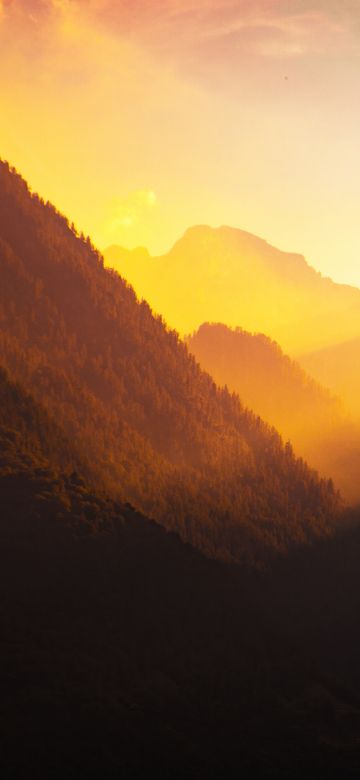 Valley, Golden hour, Sunlight, Mountains, Landscape, Italy, Morning light, 5K