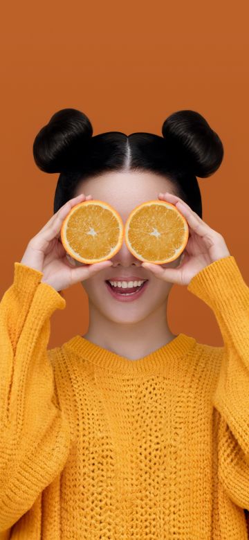 Girl, Orange, 5K, HarmonyOS, Stock, Orange aesthetic