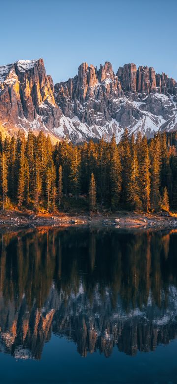 Dolomites, Karersee Lake, Lago di Carezza, Alpine lake, Peaceful, Italy, 5K, 8K