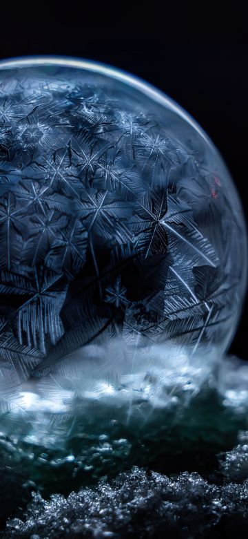 Frozen bubble, Dark aesthetic, Soap Bubble, Crystal, Winter snow, Frosty, Macro