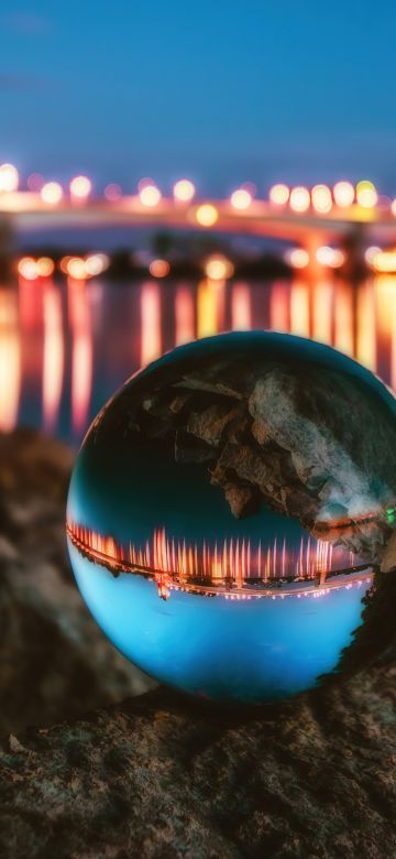 Crystal Ball, Cityscape, Macro, City lights, Night City