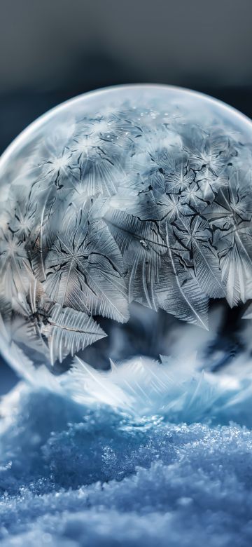 Frozen bubble, Soap Bubble, Crystal, Winter snow, Frosty, Macro