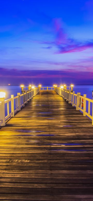 Wooden pier, Thailand, Bridge, Sunset, Horizon, Resort, Dawn, Vacation, Holidays, Phuket, 5K