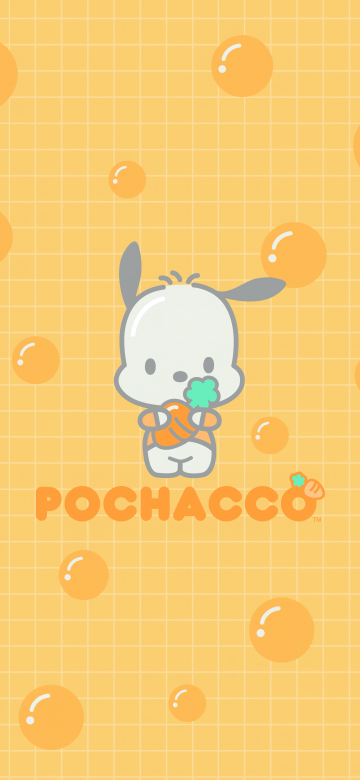 Pochacco, Cartoon, Yellow background