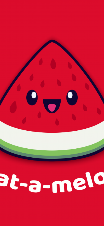 Watermelon, Kawaii cartoon, Slice, Red aesthetic, 5K, 8K, Simple