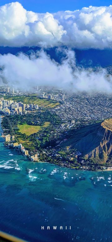 Diamond Head, Volcanic cone, Hawaii, Aerial view