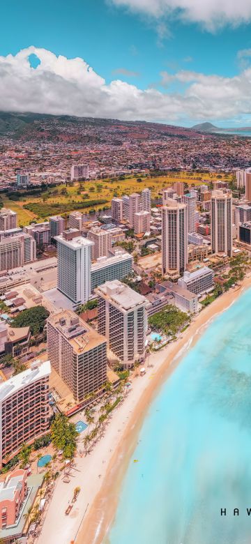 Honolulu, Aerial view, Hawaii, Beach, Cityscape