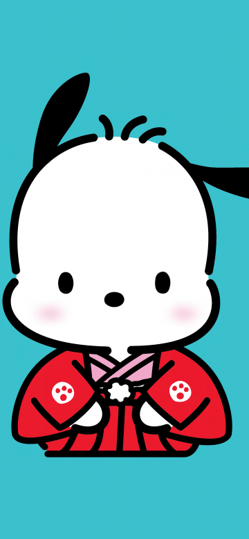 Pochacco, Cute cartoon, Cyan background, 5K, 8K, Sanrio, Simple