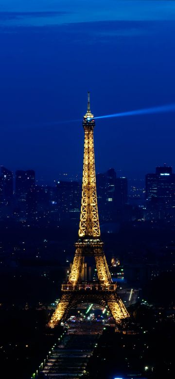 Eiffel Tower, 5K, Night, Cityscape, Lighting, Blue Sky, Paris, France