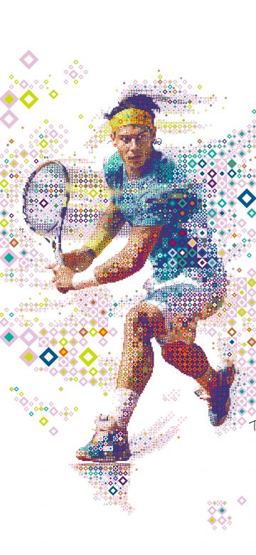 Rafael Nadal, Tennis player, Spanish, Digital Art, Mosaic, 5K, White background