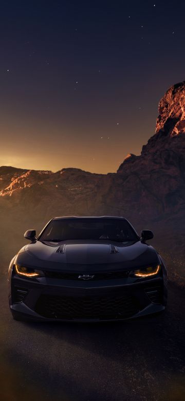 Chevrolet Camaro SS, Aesthetic, Mountains, Evening sky