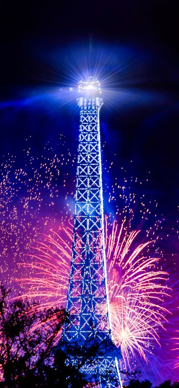 Eiffel Tower, Fireworks, Bastille Day, Night, Paris, France