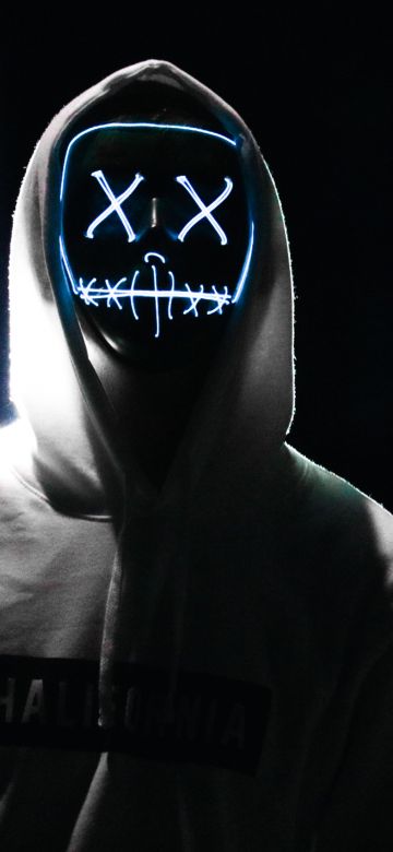 LED mask, Hoodie, Dope, Night, Anonymous, AMOLED, 5K