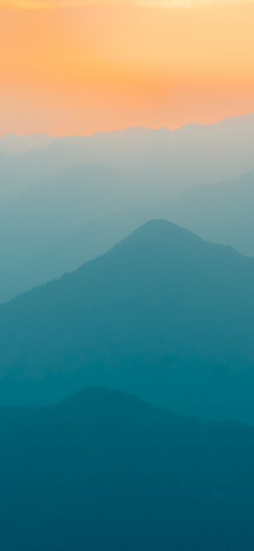 Brazil, Mountains, Foggy, Mist, Sunrise, Turquoise, Yellow sky, Landscape, Scenery, Mountain range, 5K