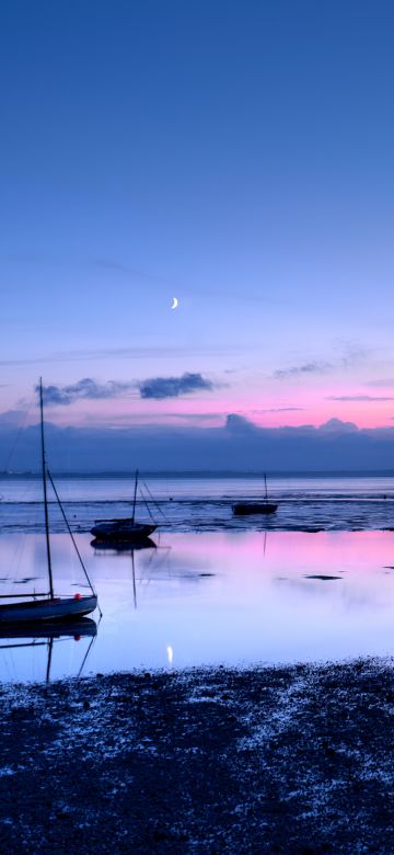 Beach, Scenery, Sunset, Reflection, Clouds, 5K