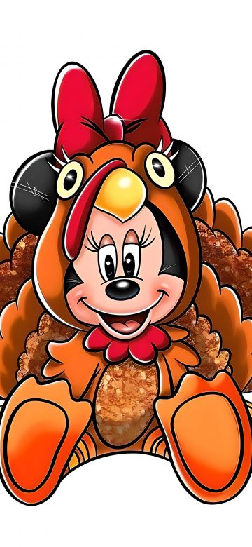 Minnie Mouse, Turkey, Happy Thanksgiving, 5K, 8K, White background