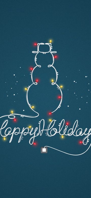 Happy holidays, Snowman, Christmas lights, Blue background, 5K, Navidad, Noel