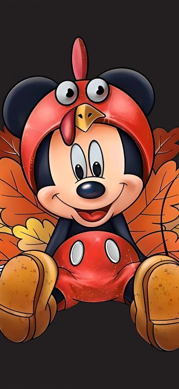 Mickey Mouse, Thanksgiving, Disney, Turkey, 8K, Dark background, 5K