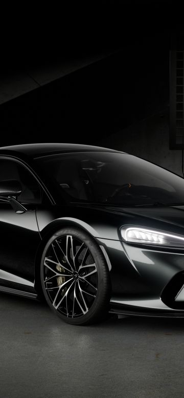 McLaren GT, Anniversary Edition, 5K, Dark background, Black cars, Dark aesthetic