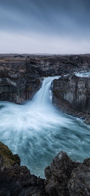 Aldeyjarfoss waterfall, Iceland, Skjalfandafljot river, Rocks, 5K