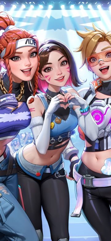 Overwatch 2, Le Sserafim, K-pop, Korean singers, Brigitte, DVa, Kiriko, Sombra, Tracer, 5K