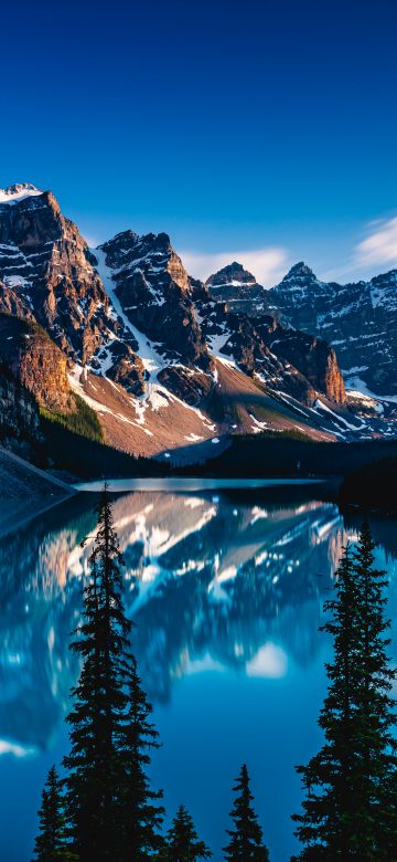 Moraine Lake, Canadian Rockies, Banff National Park, Alberta, North America, Sunset, 5K, Scenic