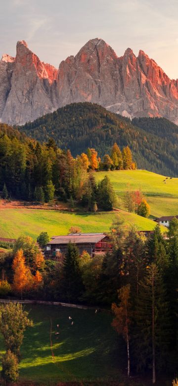 Valley of Funes, Italy, Mountains, Village, Countryside, Landscape, High mountains, Sunny day, Summer, Forest, Trees, Greenery, 5K