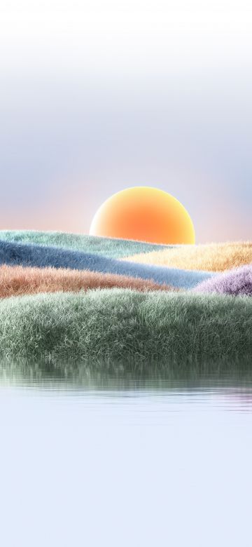 Sunset, Microsoft Design, Colorful, Aesthetic, 5K