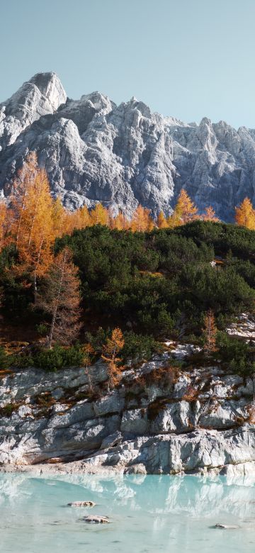 Sorapiss, Mountains, Dolomites, Rocks, Trees, Italy, 5K