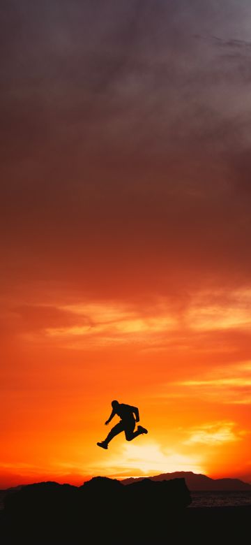 Hisma Desert, Sunset, Saudi Arabia, Man, Jumping, 5K, 8K, Silhouette